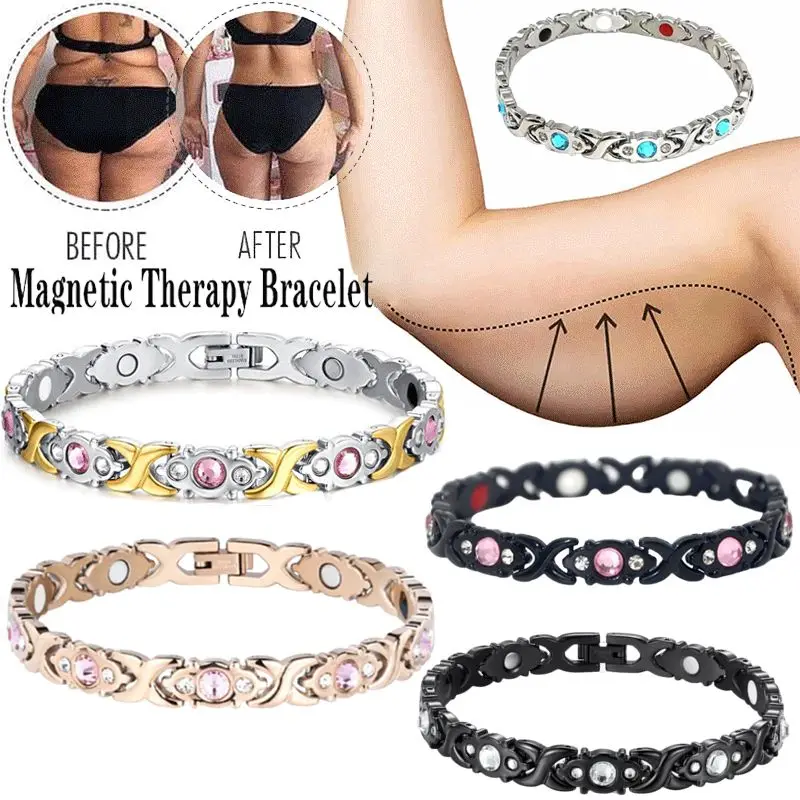 Magnetic Lymphatic Drainage Bracelet for Men Women Lymphatic Detox Zircon Bracelet Slimming Magnetic Therapy Health Care Gift