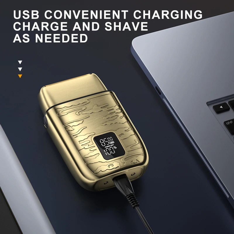 Kemei-ماكينة حلاقة كهربائية لاسلكية احترافية للرجال الأصلع ، آلة تشذيب اللحية الأصلع ، لوازم حلاقة مقاومة للماء ، قطعتان فويل #2