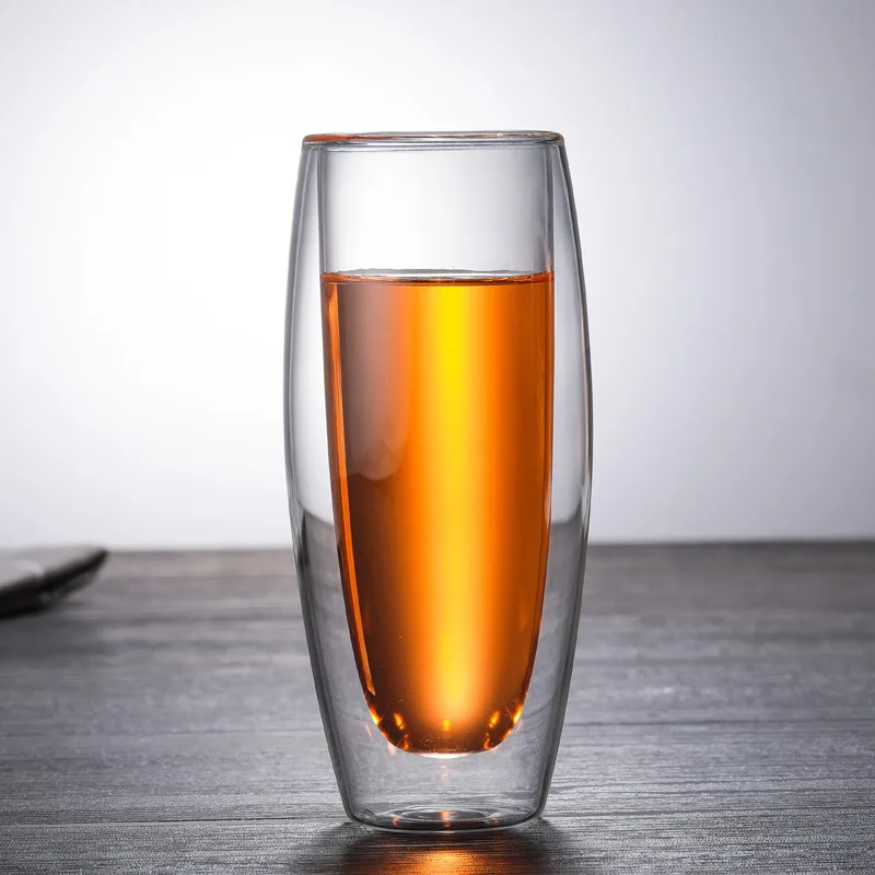 Clear Heat Resistant Double Wall Glass Cup Champagne Flute Red Wine Glass Lemon Water Cup for Home Bar Party Beverage Gift Set