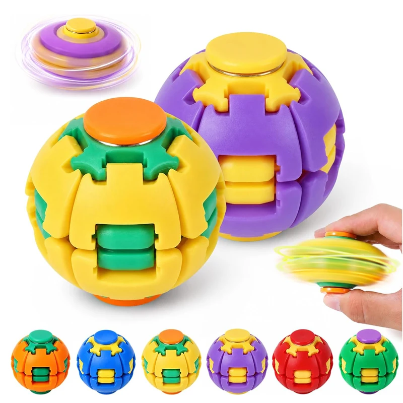 NEW Fidget Spinner Rotating Stress Ball Press To Spin Quiet Focus Autism ADHD Anxiety Cool Gadgets Adults & Kids Students Gifts