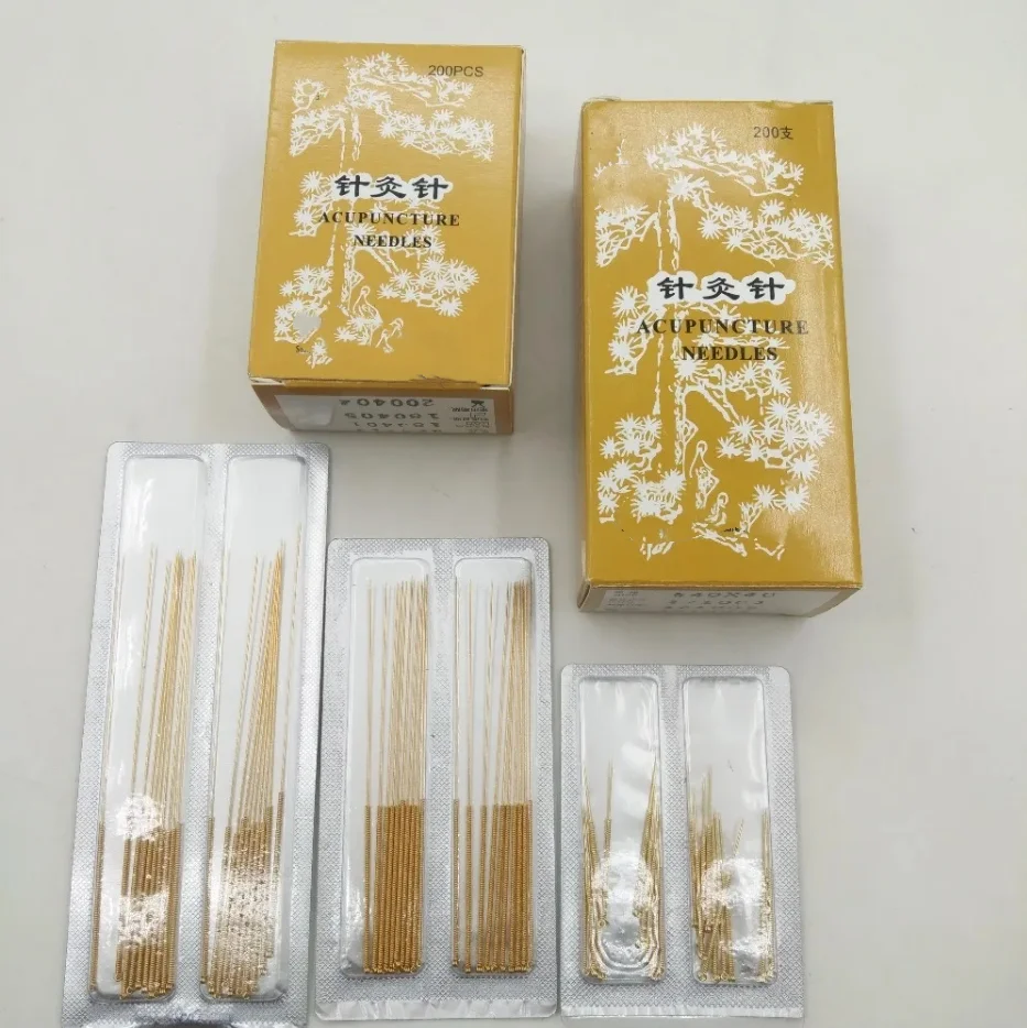 200pcs Non-disposable acupuncture gold-plated / silver surface backshank acupuncture needle reusable guasha 0.25/30/35/40/45mm