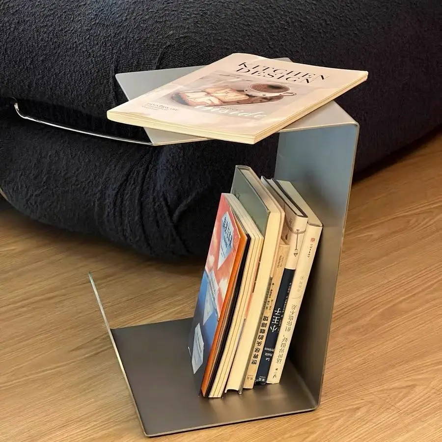 MOMO Ins Minimalist Stainless Steel Small Side Table Coffee Table Storage Bookshelf for Living Room And Bag House