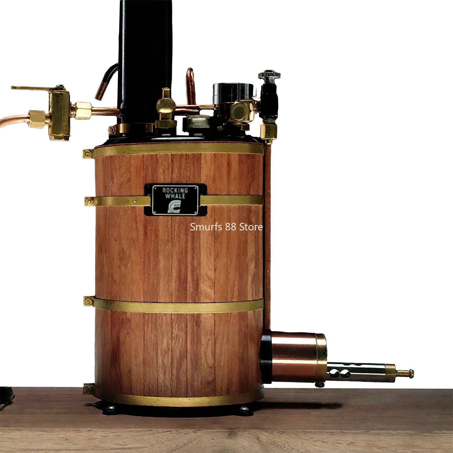 Steam Boiler Engine Model with Metal Inline Twin-cylinder Engine Suitable for Ships Model and Base Physics Experiment Toys Gift