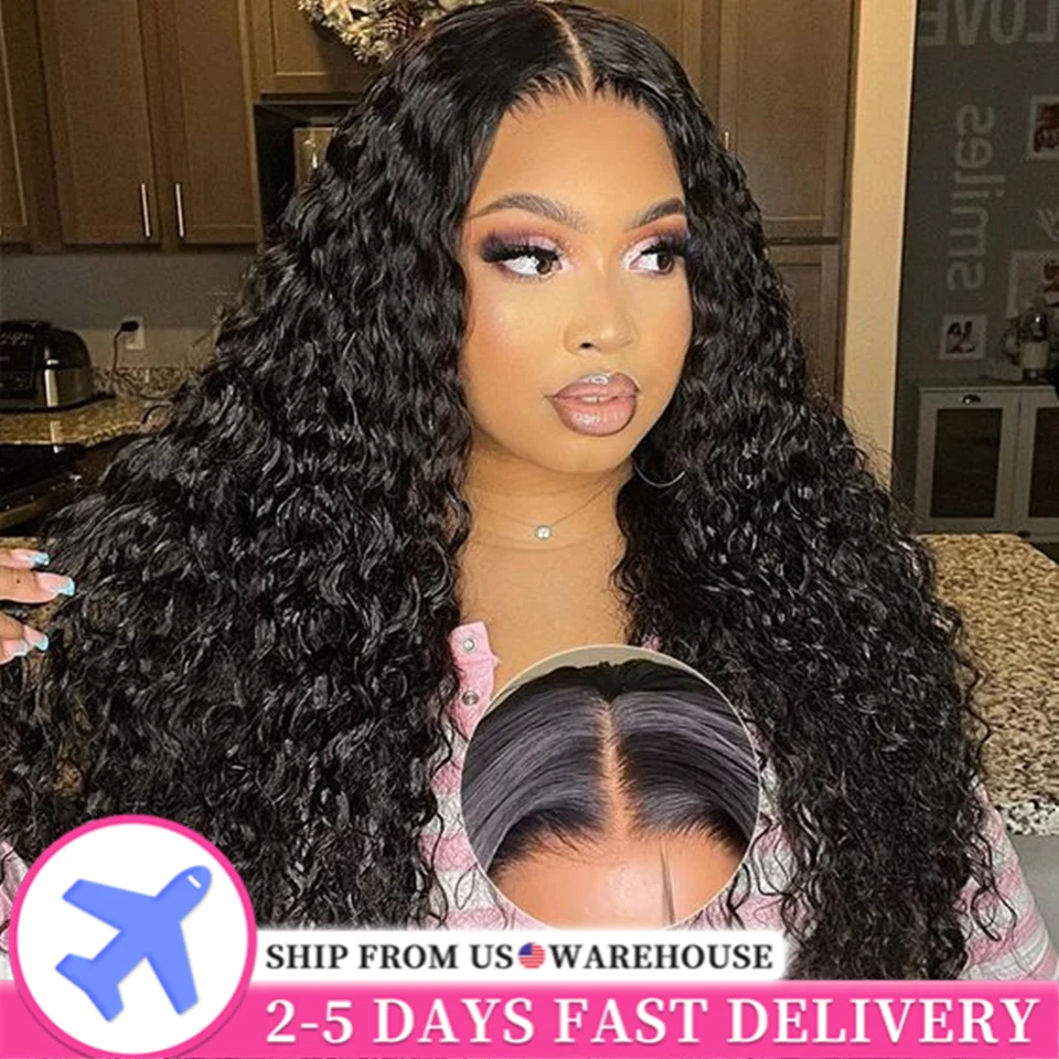 Wear And Go Pre Cut PrePlucked Glueless Wig Deep Wave Lace Frontal Human Hair Wigs 6x4 5x5 Transparent Lace Closure Curly Wig