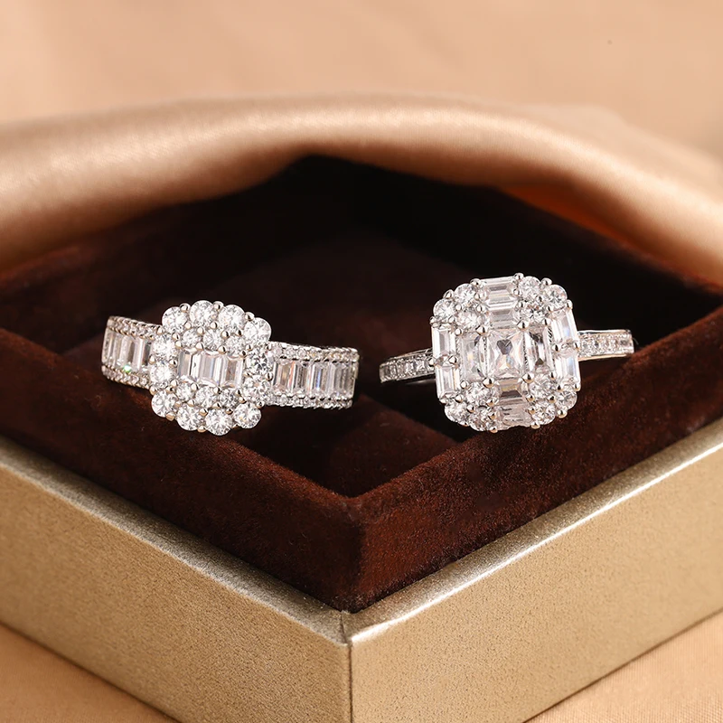 

Simple 925 Silver Plated Classic Zirconia Engagement Ring for Women Minimalist Wedding Jewelry Promise Gift