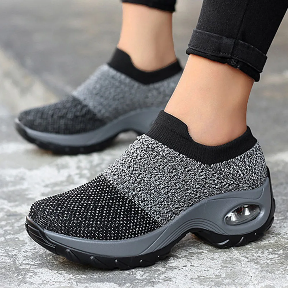 Women\'s Sneakers 2024 New Fashion Mesh Ladies Slip On Breathabe Sport Shoes 35-43 Large-Sized Female Outdoor Running Loafers