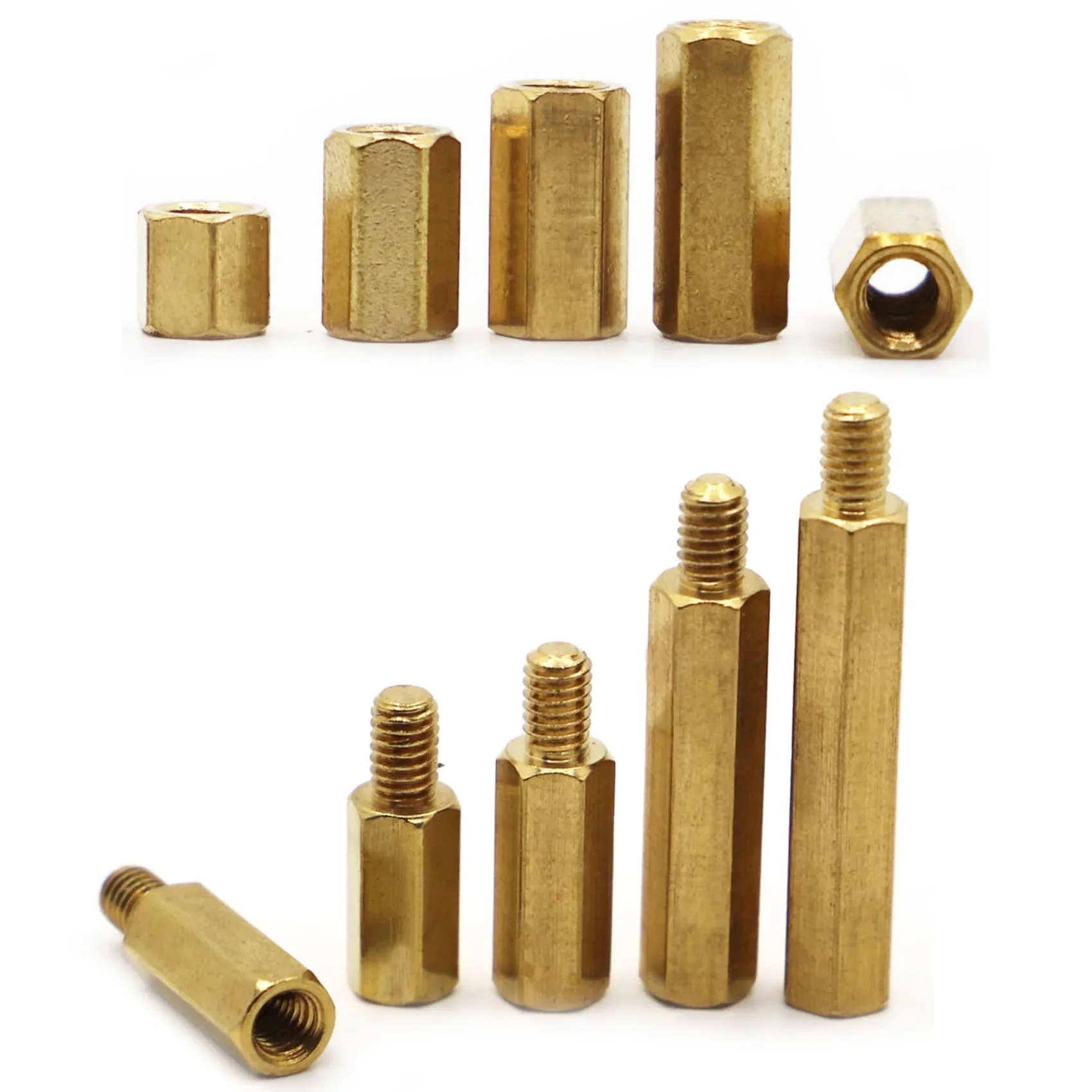 10pcs M2 M2.5 M3 M4 Male-Female Female-Female Solid Copper Brass Hexagon Standoff Hex Pillar Spacer for PCB Board Motherboard