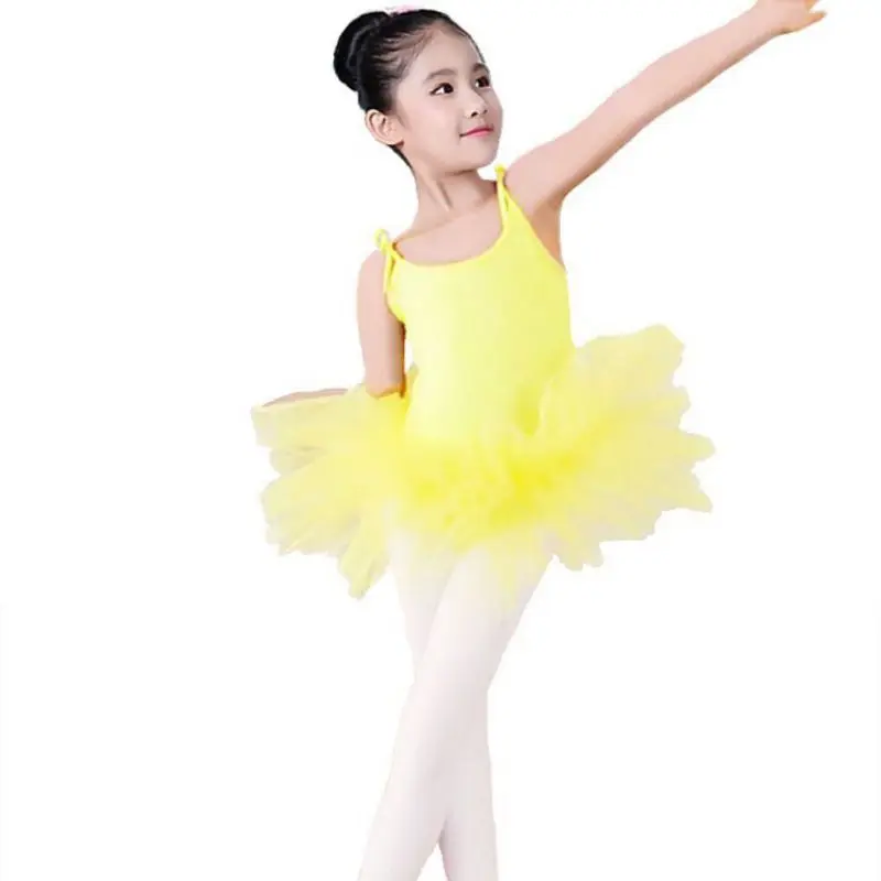 Children\'s Dance Sling Ballet Skirt Dance Costumes Exercise Clothes Fluffy Skirt Small Princess Fluffy Skirt Short Sleeve