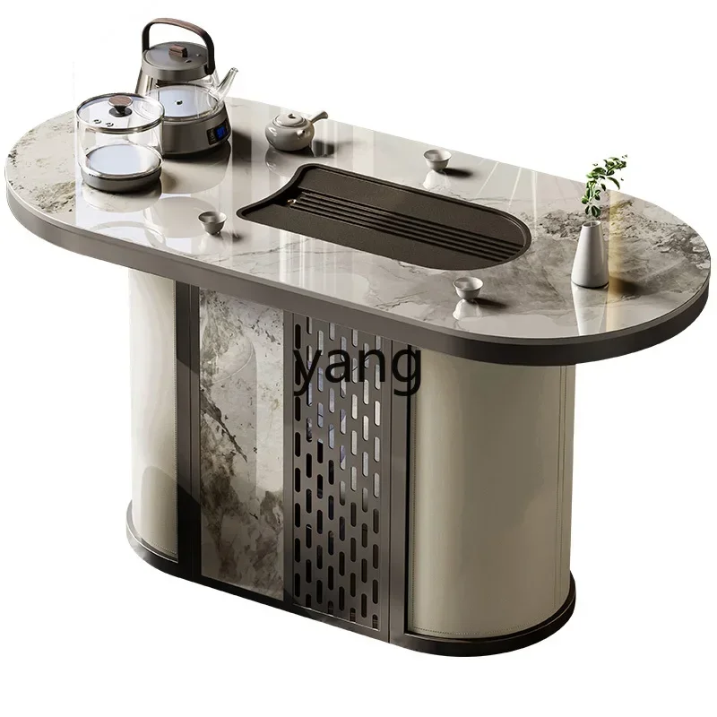 

LH rock slab tea table modern tea table and chair combination premium balcony tea table kettle embedded