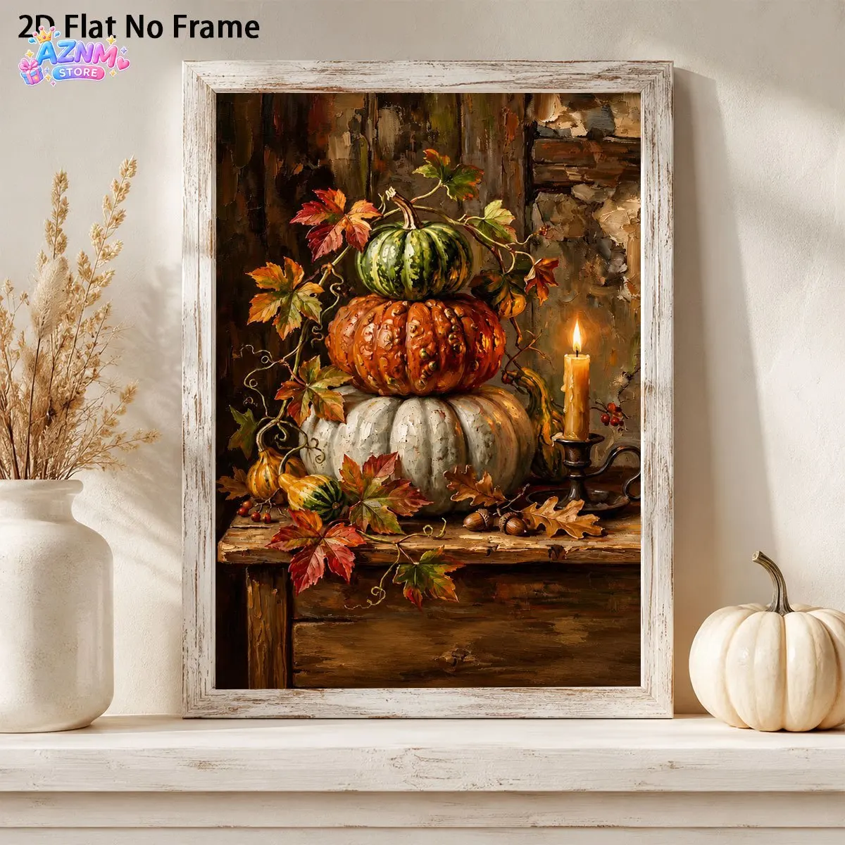 2D Flat, 1pc Modern Rustic Fall Pumpkin Canvas Painting - Autumn Harvest Wall Art Suitable for Halloween Thanksgiving Decor,