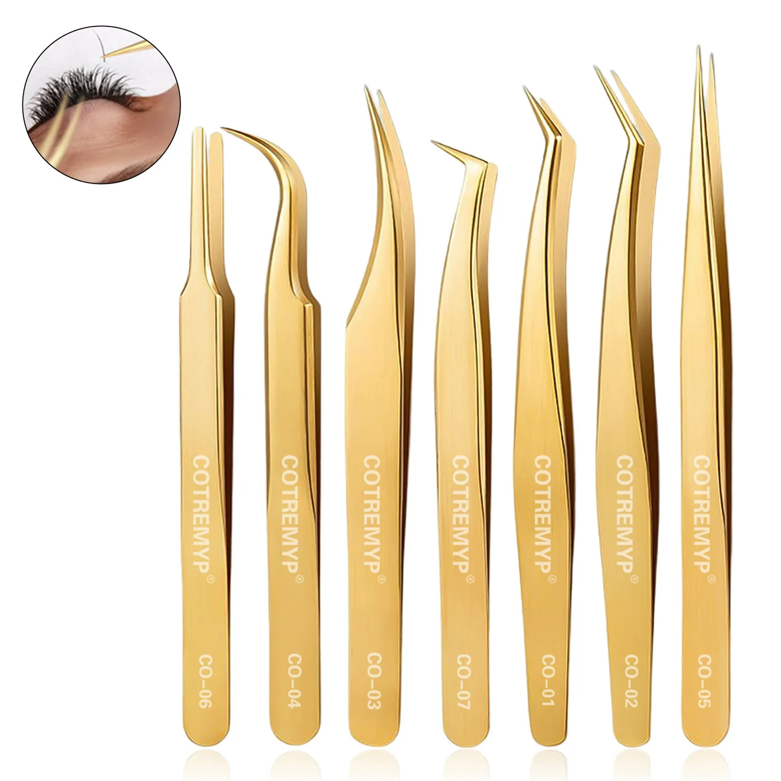 Professional Lash Tweezers False Eyelash Extension Grip High Precision Stainless Steel Tweezer tools for Hair Eyebrows
