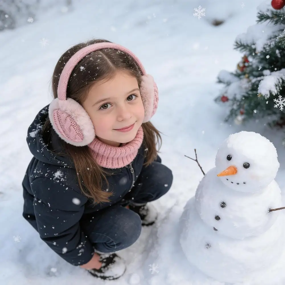 

Комплект для защиты от непогоды для детей: вязаные наушники и перчатки, теплые зимние наушники для мальчиков и девочек, уютные пушистые вязаные изделия для разных возрастов