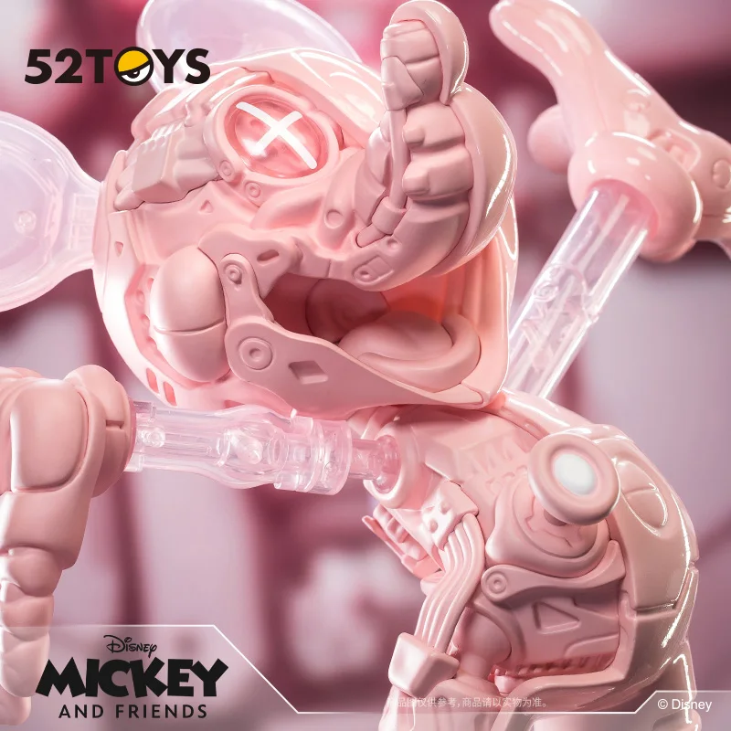 

52TOYS Mickey And Friends Semi-Mechanical Series Collectible Figures Peach Pink Mickey Collect Desktop Decorations Gift