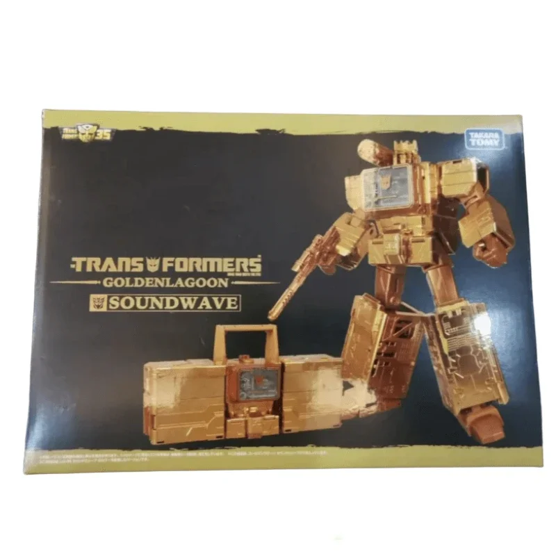 Op voorraad Japanse Transformers 35e verjaardag Limited Edition Golden Lagoon Sound Waves-verzameling actiefiguren als geschenk