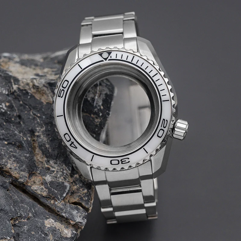 SPB185 SPB187 Watch Case With Stainless Steel Silver Bracelet NH35 NH36 Movement Watch Waterproof Sapphire Glass Bezel Insert