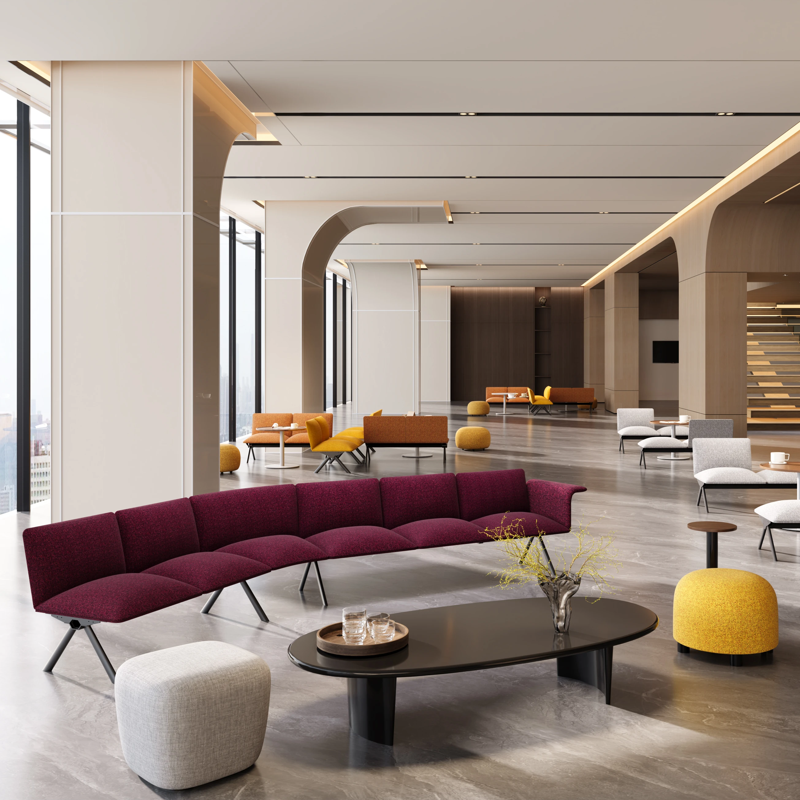 

Contemporary Fabric Waiting Chair, Ergonomic Commercial Seating for Office Lobby & Co-Working Area Projects