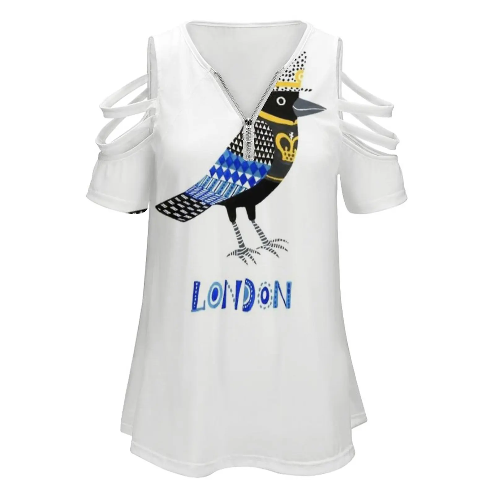 London Raven Women T-Shirt Crewneck Casual Short Sleeve Tops Summer Tees London Raven London Bridge Bird Crow Children Wall