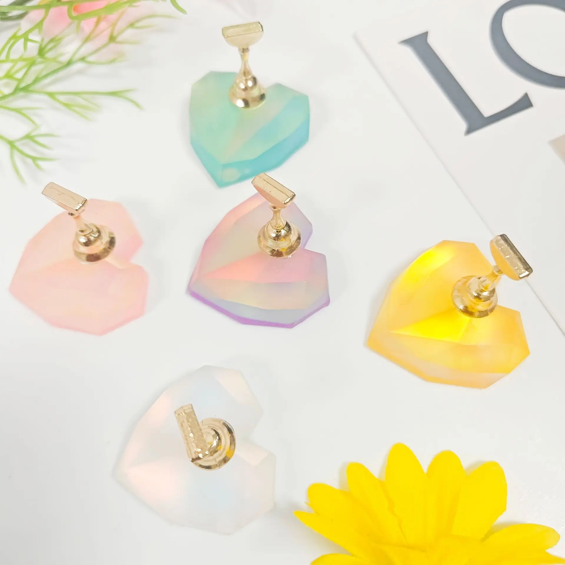 5 PCS  Acrylic Fingernail DIY Nail Art Manicure Store Aurora Love Lotus Training Finger Practice Display Nail Stand