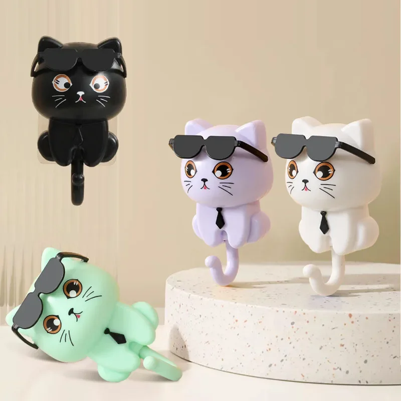 

Fashion Wall Hooks Adhesive Cat Key Holder Home Storage Utility Wall Decorations Heavy Duty Wall Mounted Practical Cat Hooks