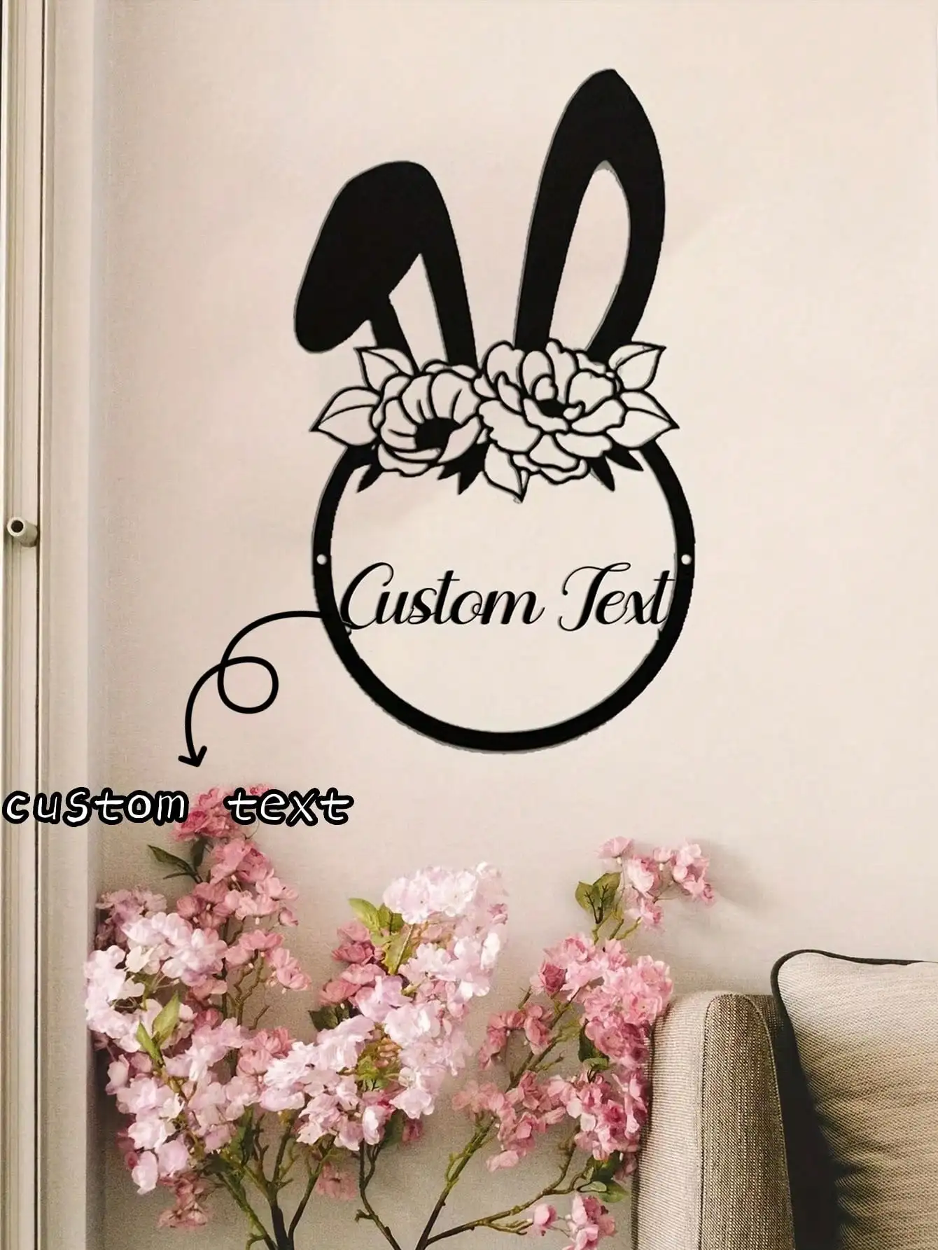 

Personalized Metal Bunny Wall Art Easter Gift Custom Name Yard Decor Housewarming
