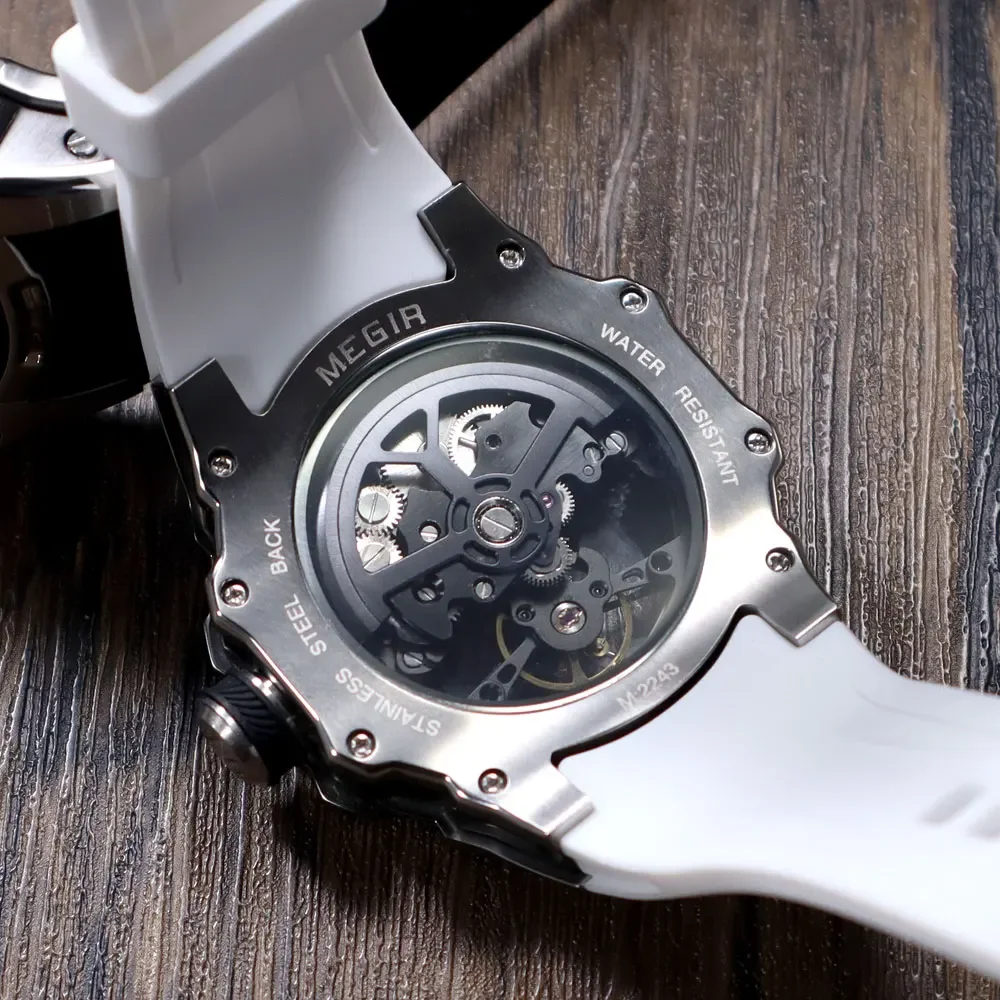 MEGIR 2243 Sport Automatic Movement Men's Watch Fashion Luxury Tourbillon Mechanical Watches for Men Relogios Masculino Relogio