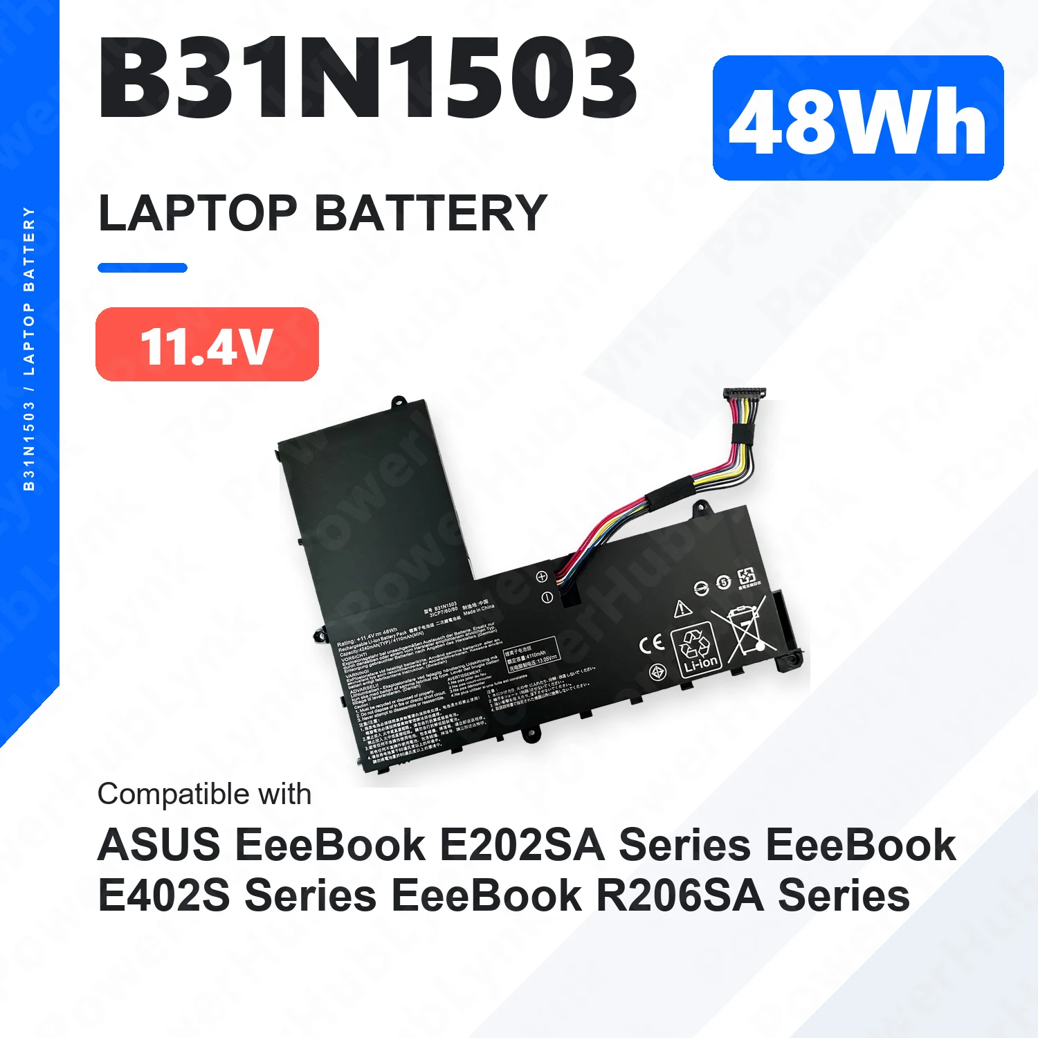 B31N1503 11.4V 48Wh Laptop Battery For ASUS EeeBook E202SA E402S R206SA 0B200-01690000