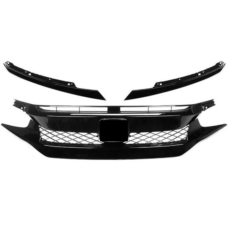 For Honda Civic 10th Gen TYPER TR 2016-2021 Front Grille Racing Grill Net Car Grid Splitter Upper Bumper Hood Mesh Grills Kits - view 2
