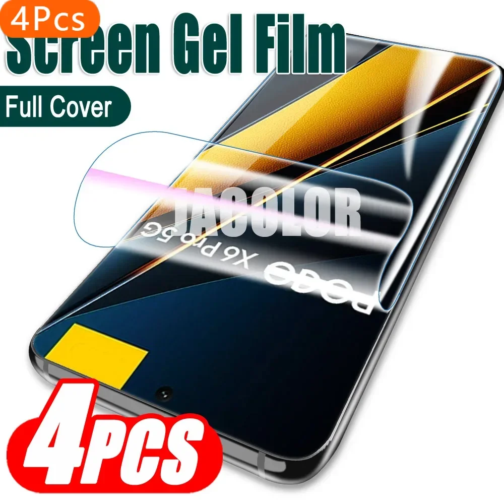 4PCS Protezione Dello Schermo Gel Per Xiaomi Poco X6 Pro X5 X4 GT X3 NFC Pellicola Idrogel di Sicurezza Per POCOX6 X6Pro X 6 5 Non In Vetro Temperato