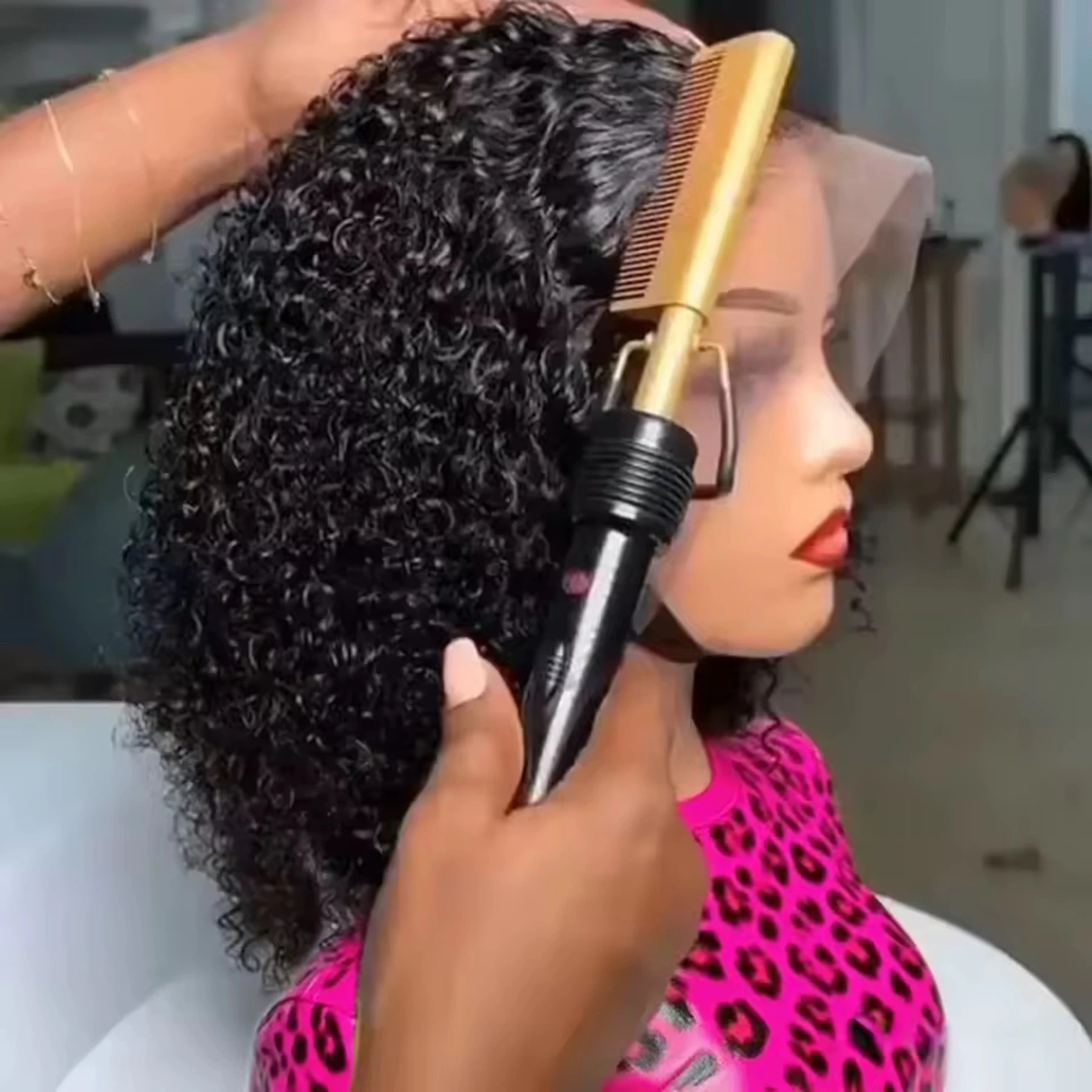 

Short Bob Cut Jerry Curly Black 99J Red Burgundy Color 13X4X1 HD Lace Front Wig For Women Synthetic Prepluck Hairline Soft Hair