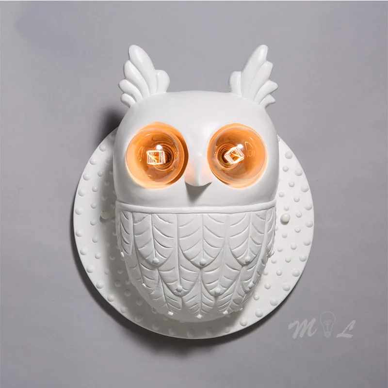 

Night Owl Wall Lamp Creative Home Deco Wall Sconces Resin Wall+lamps Living Room Beside Lamp Loft Kitchen Fixture Led Wall Light