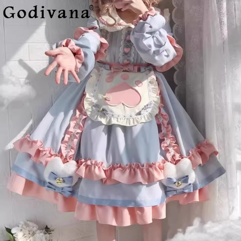 

Elegant Lolita Sweet Long Sleeve Princess Dress Fleece Autumn Winter High Waist A-line Age Reducing Peter Pan Collar Dresses