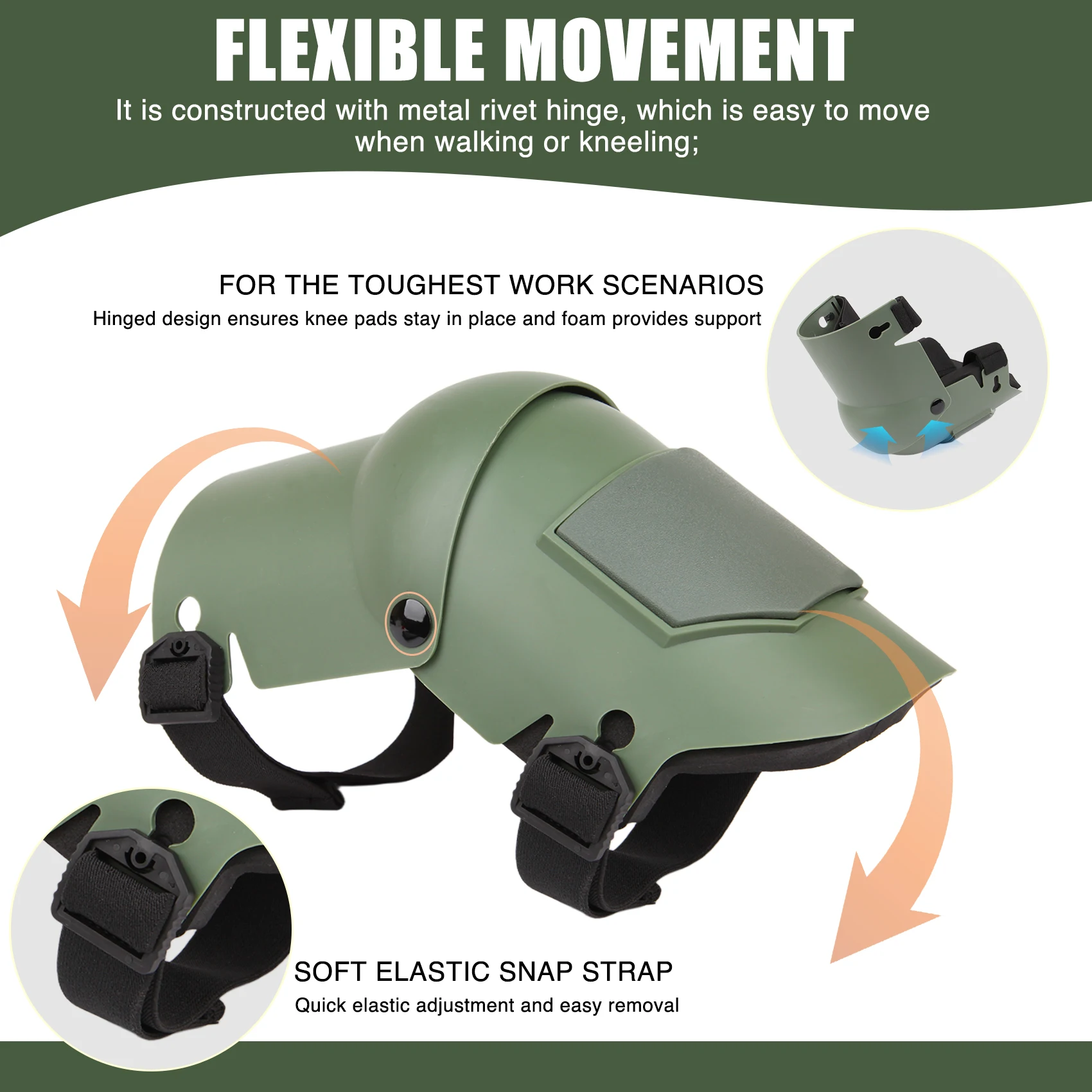 وسادات ركبة شديدة التحمل مع أشرطة قوية مزدوجة قابلة للتعديل، وسادة إسفنجية EVA، تصميم مضاد للانزلاق لإصلاح أرضيات البستنة في المنزل #4