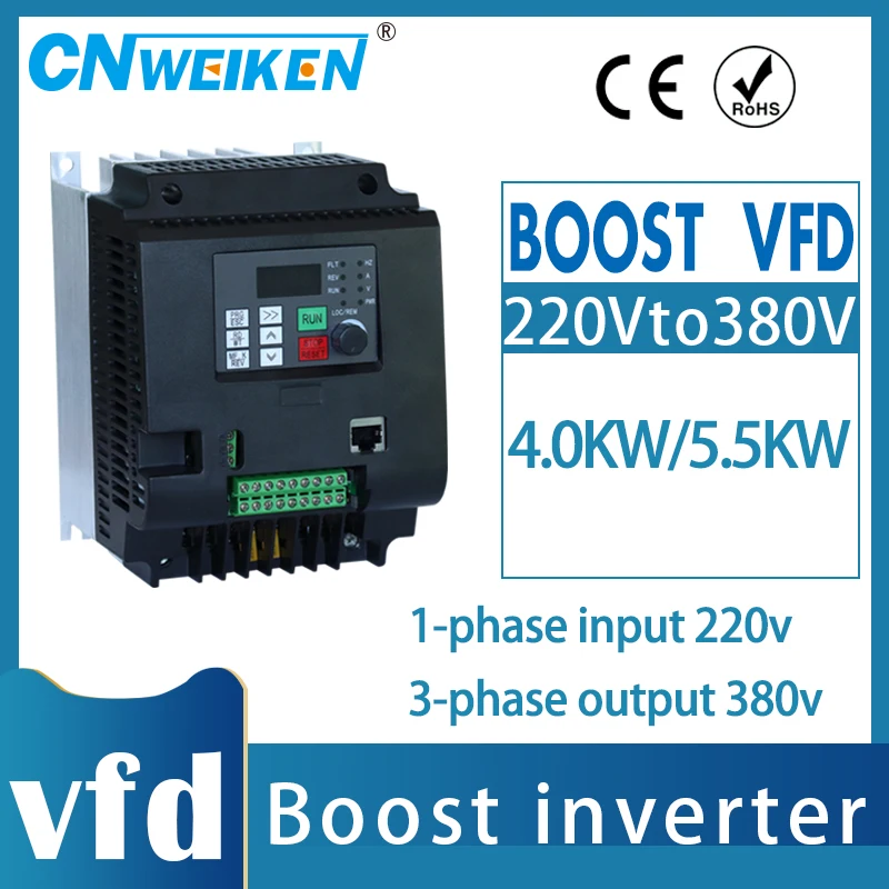 Imagem -02 - Inversor de Frequência para Motor Monofásico Conversor de Entrada 220v Trifásico 220v ou 380v de Saída 5.5kw 7.5kw Vfd