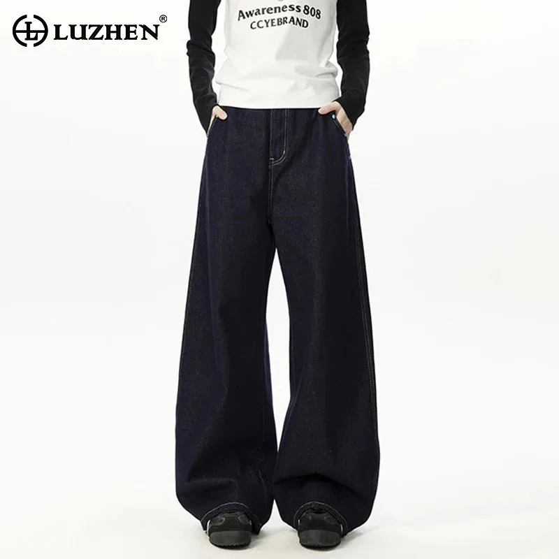 LUZHEN 韓国ファッション無地高品質ストレートデニムパンツメンズ 2025 新オリジナルハンサムカジュアルジーンズ服 JY4024
