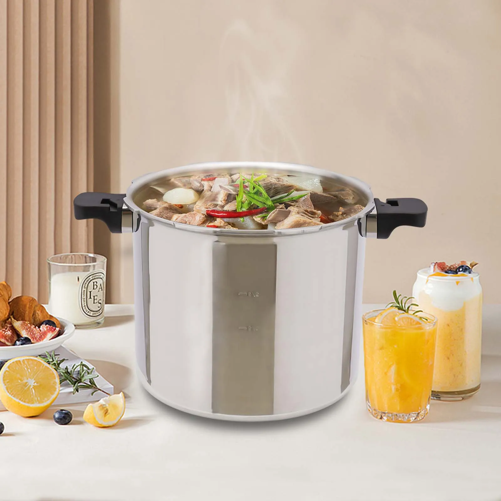 22L Aluminum Alloy Pressure Cooker Household Thickened Explosion-proof Gas Stove Double Bottom Pressure Cooker