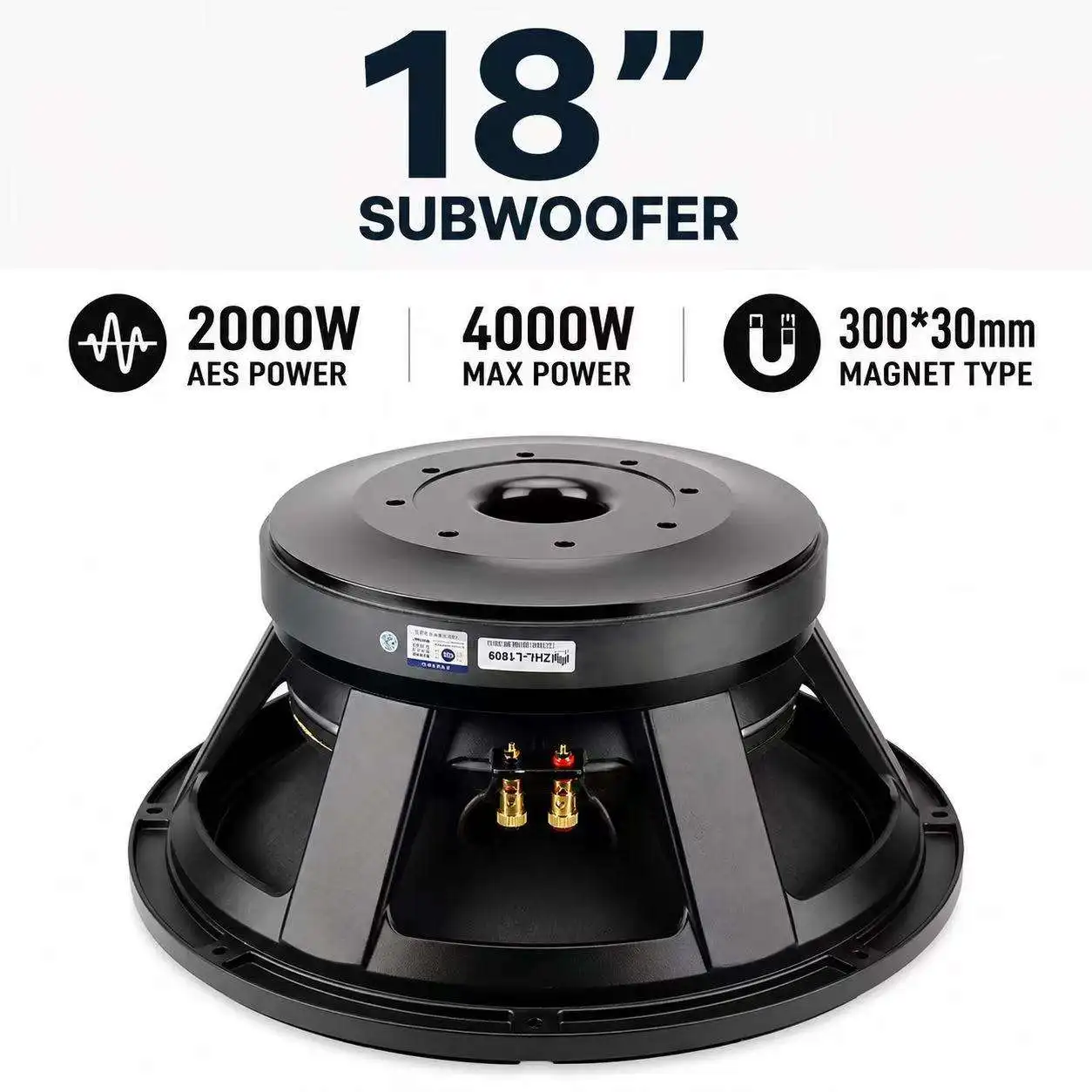 Professional 18Inch Subwoofer 2000W AES High Power 6Inch Voice Coil 97dB Sensitivity Pro Audio Bass Driver for Line Array System
