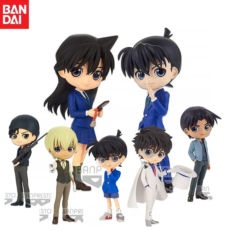 Stock Bandai Original Qposket Anime Detective Conan Kudou Shinichi Mouri Ran Kaitou Kiddo Conan Edogawa Action Figure Model Gift