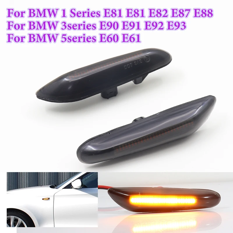 For BMW 1 3 5 serie E46 E60 E61 E81 E82 E87 E88 E90 E91 E92 E93 X1 E84 X3 E83 X5 E53 Dynamic LED Fender Light Side Marker 2pcs