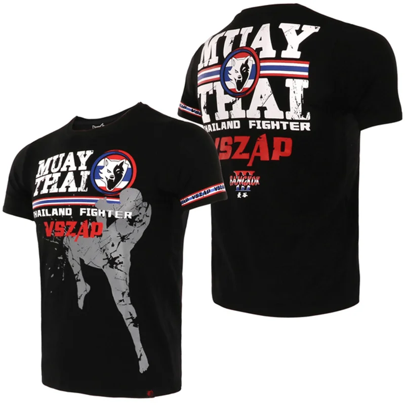 Camiseta de Muay Thai para hombre, camisetas transpirables de Material de secado rápido, ropa de entrenamiento de boxeo al aire libre, camisetas