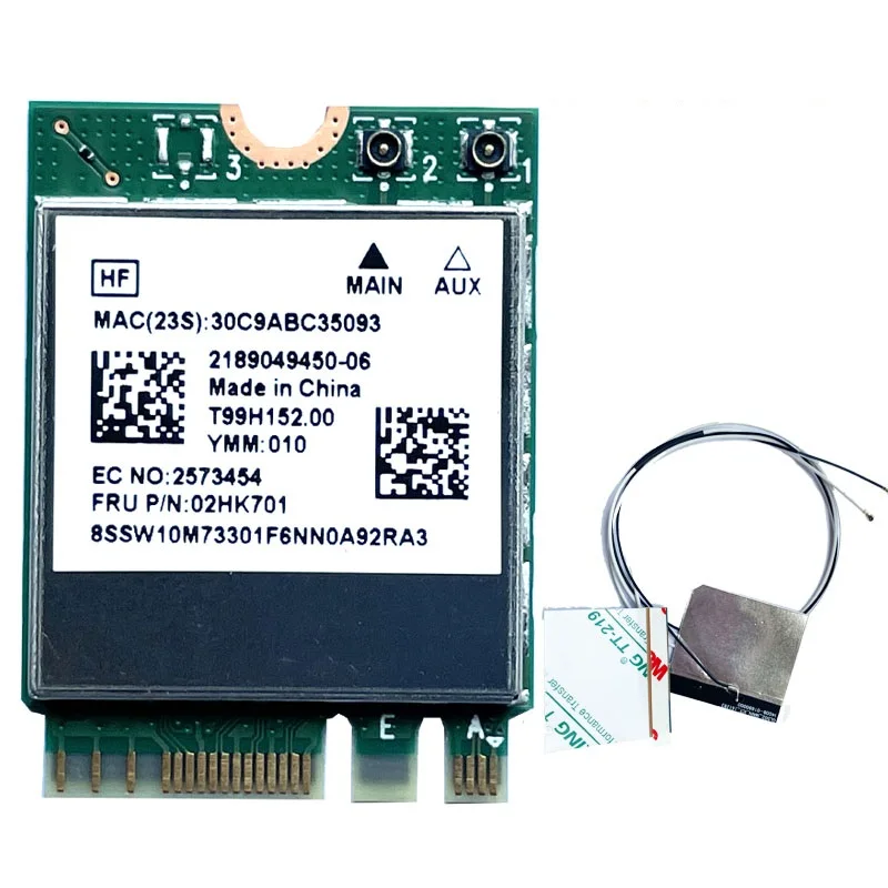 New Wireless Card Dual Band RTL8822CE 802.11ac 867Mbps NGFF M.2 Wifi Bluetooth 5.0 Network Card For Lenovo FRU 02HK701