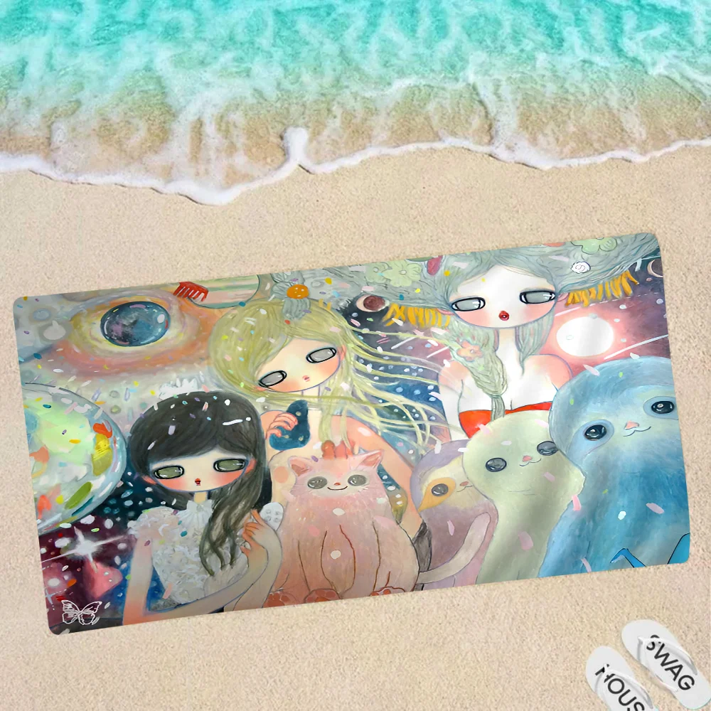 

Aya Takano Microfiber Blanket Quick Drying Beach Towels Oversized Printing Super Absorbent Pool Towel Blanket