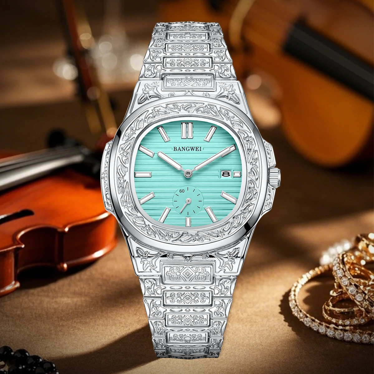 

BANGWEI Luxury New MensWatch Quartz Man Watches Waterproof Luminous Watch Stainless Steel Business Watches Reloj Hombre +Box