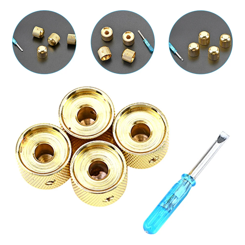 

4Pcs Guitar Volume Knob Metal Professional Heavy Duty Easy Adjust Guitar Potentiometer Caps Replacement Accessory