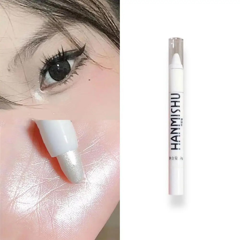 Schimmernder Highlight-Stick, glitzernder weißer Lidschattenstift für helle Augen, Make-up-Highlighter mit schillerndem Effekt K7T3