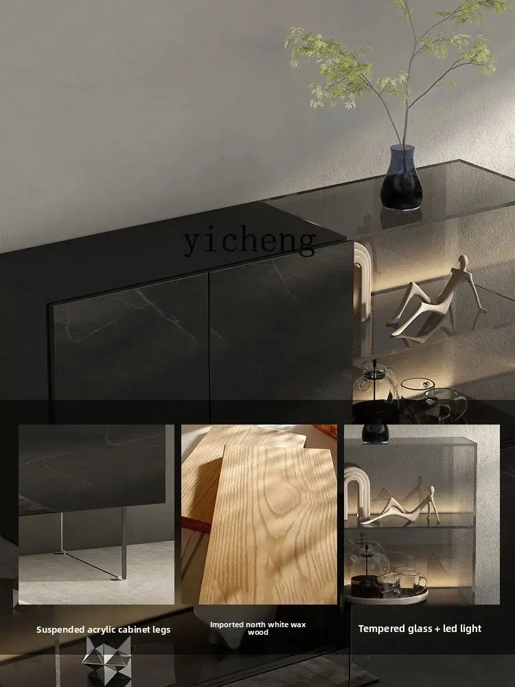 

ZZ glass wine cabinet light luxury high-end dining side cabinet living room wall storage display cabinet dining room