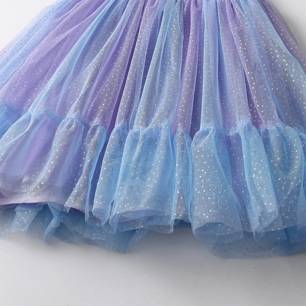 DXTON Kleinkind Kinder Baumwollkleider Einhorn Kinder Mädchen Rüschenkleid Baumwollnetz Mädchen Herbstkleidung Kleinkind Partykostüme – Detail 6