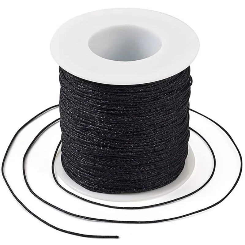 100 Yard 0,8 mm Nylon-Perlenschnur, schwarzer chinesischer Knoten, Rattail-Makramee-Schnurrolle für die Schmuckherstellung, Kumihimo-Verpackungszubehör
