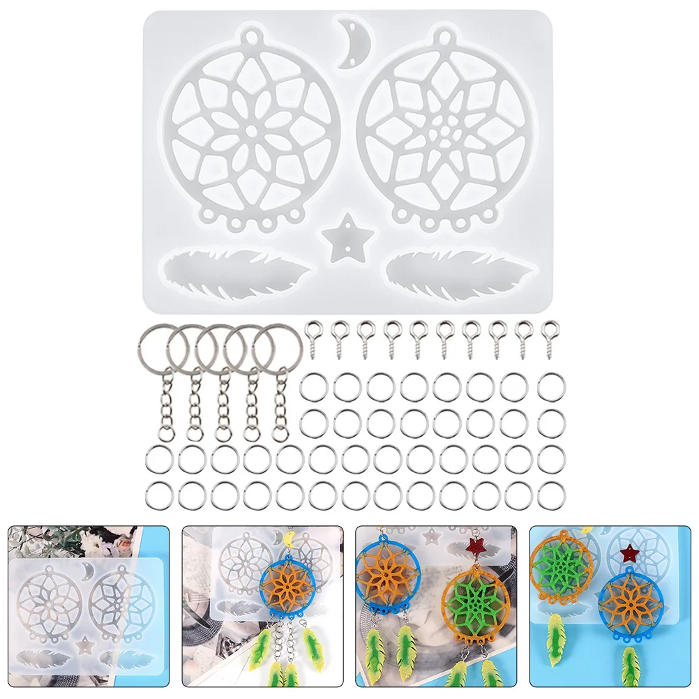 

1Set Dream Catcher Mold Flexible Silicone DIY Casting Tray for Keychain Wall Hanging Resin Craft Tool Dream Catcher Supplies