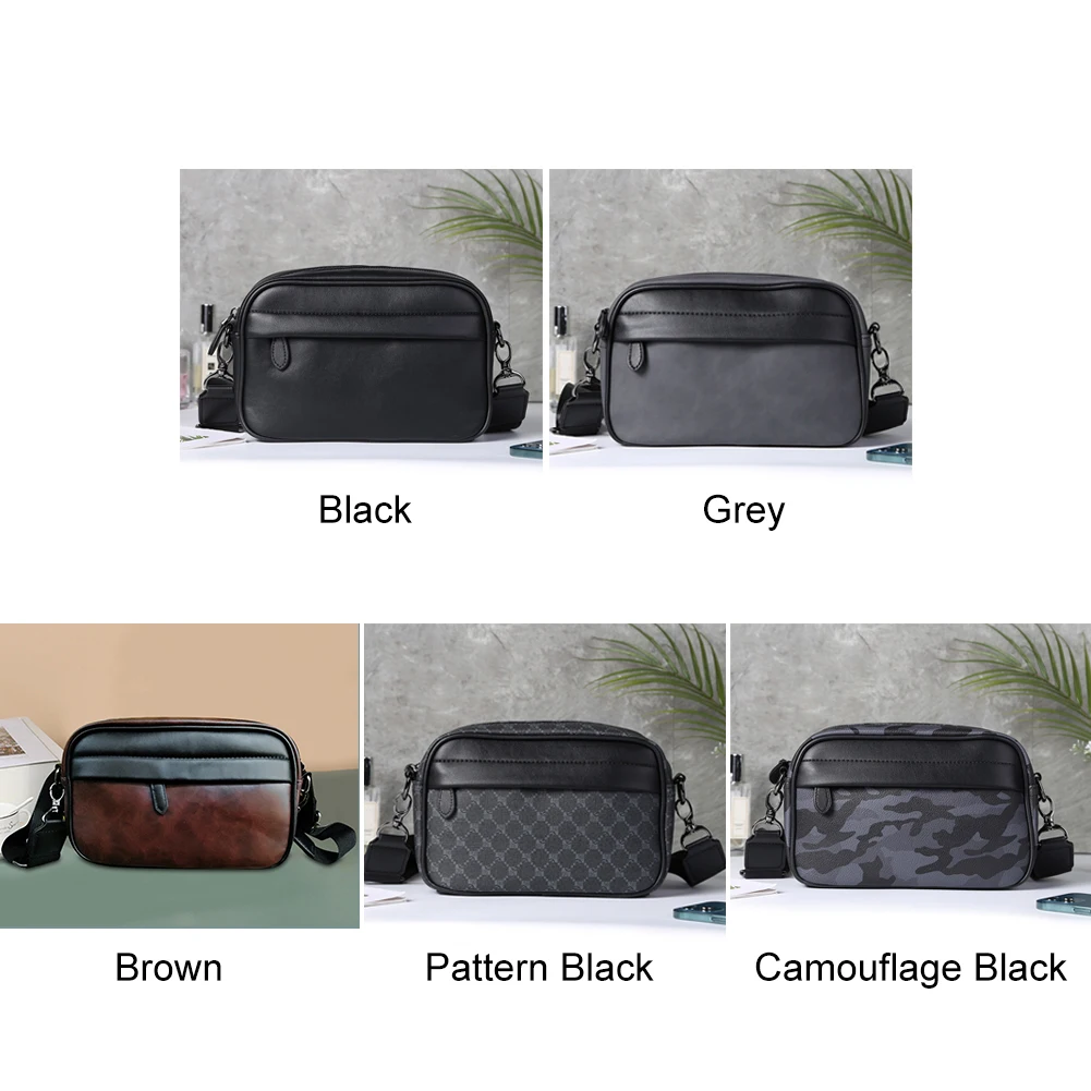 

Leather Crossbody Satchel Small Square Casual Business Men Shoulder Crossbody Bag Plaid Designer for Travel Work Male Sling Bags