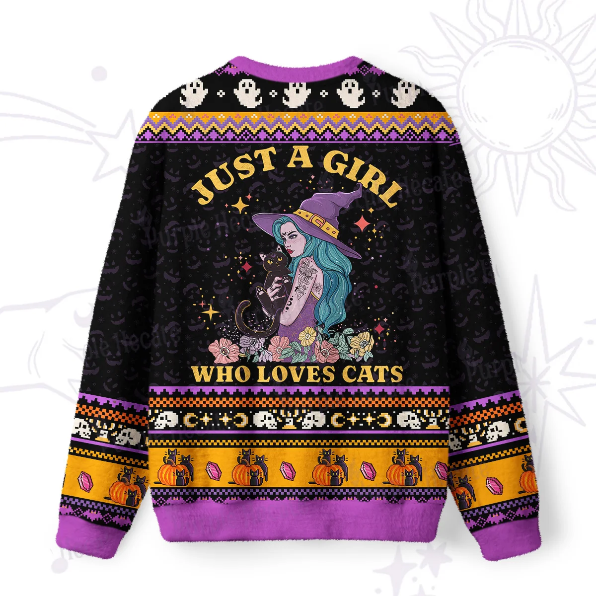 Y2K Women's Autumn and Winter Season Top, Home Casual Hoodie, Witch Print Loose Long Sleeved Hoodie S-XXXL Size
